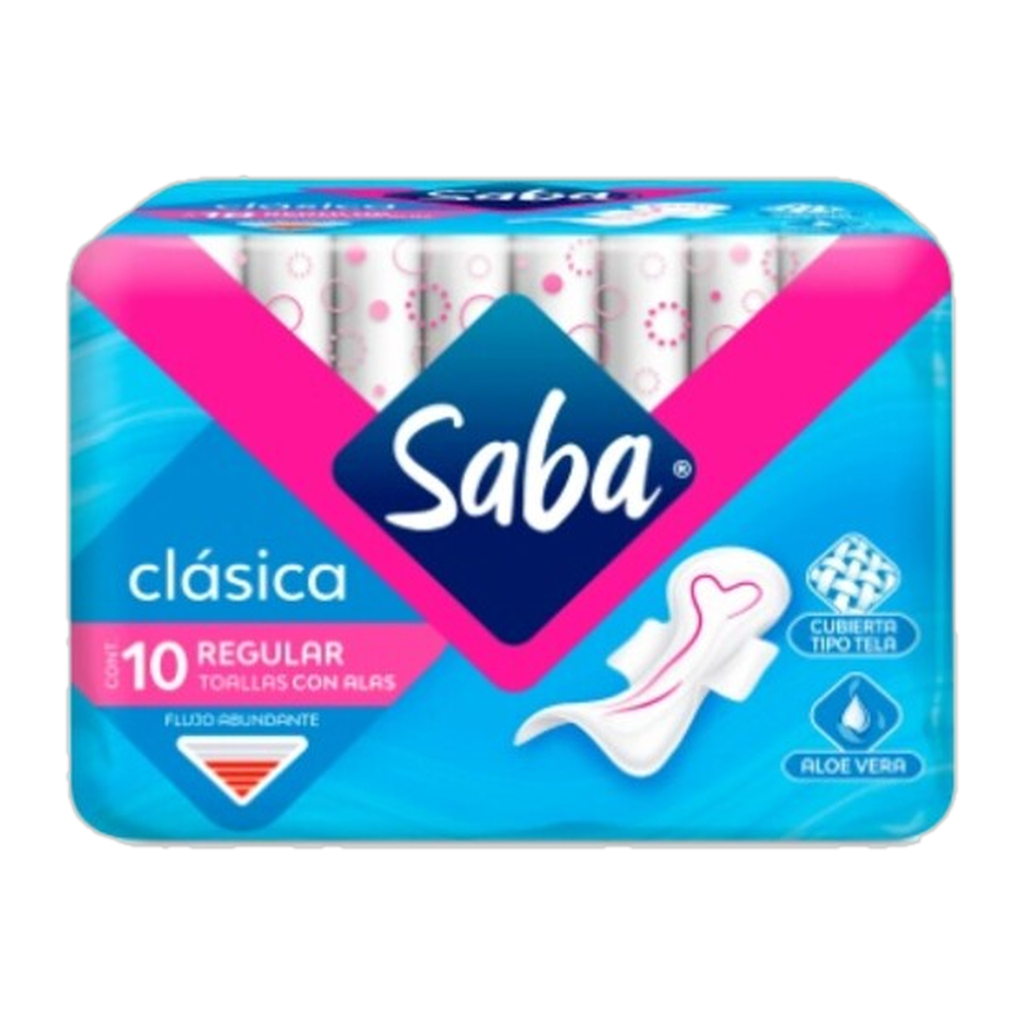 Toallas Femeninas Saba Clásica Regular Con Alas - 10Uds