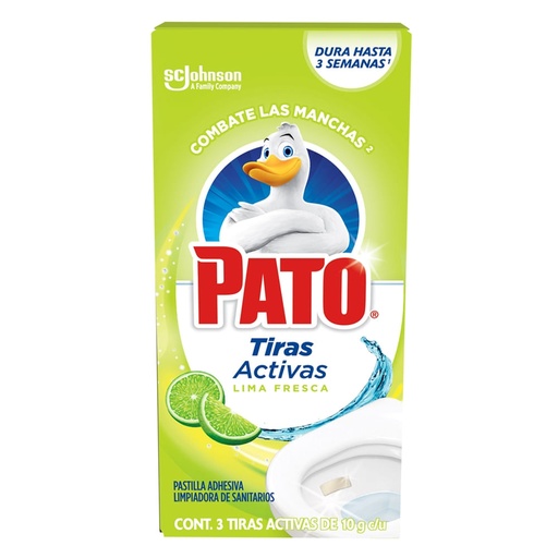 Limpiador Baño Pato Tiras Activas Lima Fresca 3 unidades