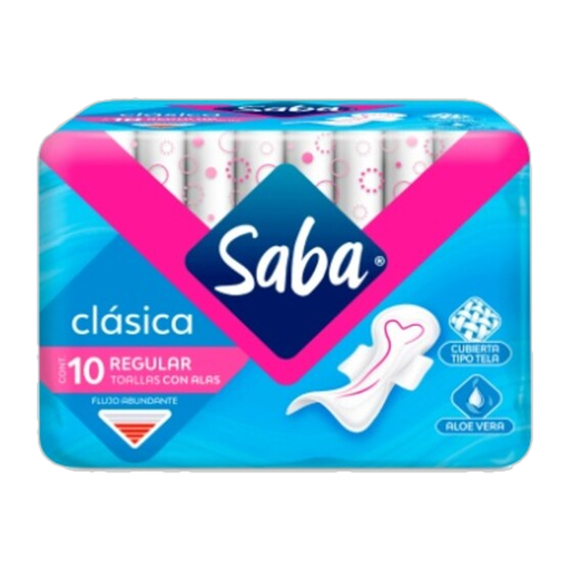 Toallas Femeninas Saba Clásica Regular Con Alas - 10Uds